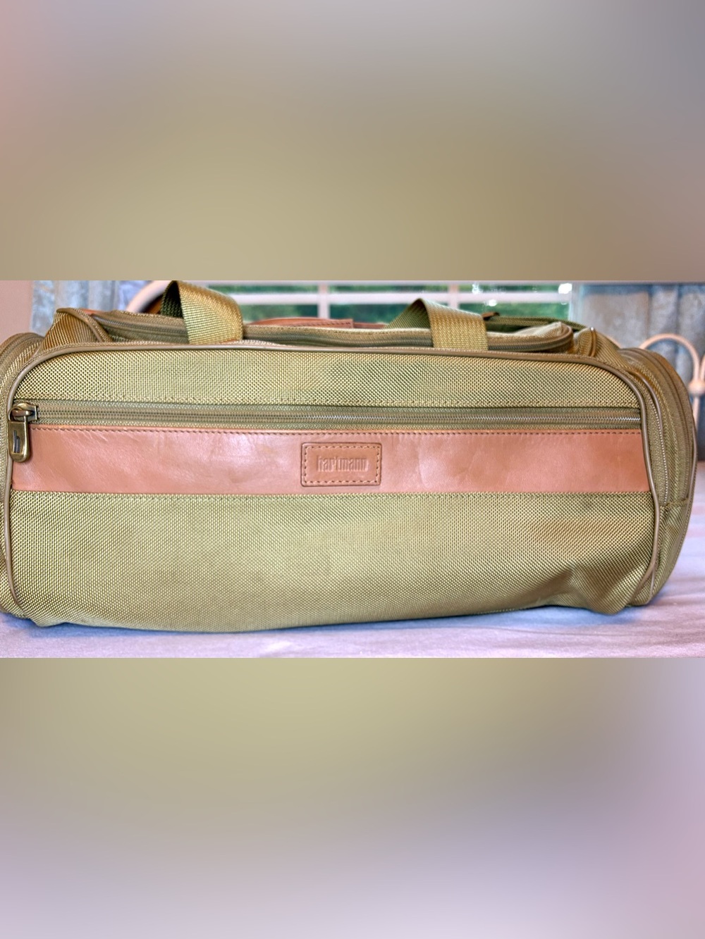 Hartmann Olive Ballistic Nylon Leather 20” Carry On Weekender Duffle Bag